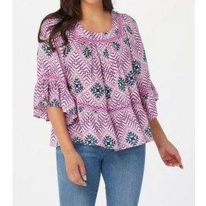 Haute Hippy Tribe Ivy 3/4 Sleeve Shirt Top XS